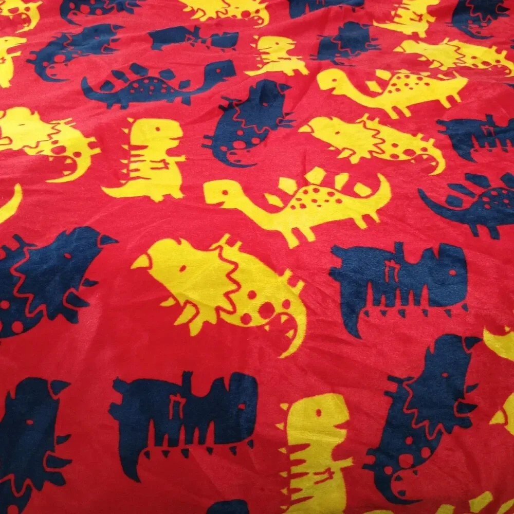 JoAnn Dinosaur Plush Fabric Red Yellow Blue Dino Print 1 Yard x 60